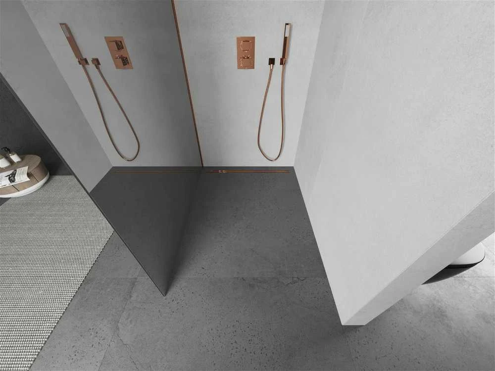 Walk-in dušo sienelė Mexen Kioto, veidrodinė, Rose Gold, 80 x 200 cm