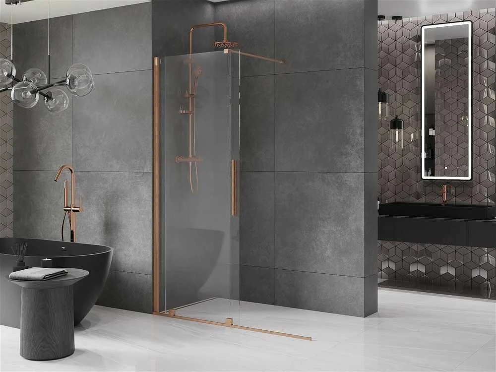 Walk-in dušo sienelė Mexen Velar, Brushed copper, 100 x 200 cm