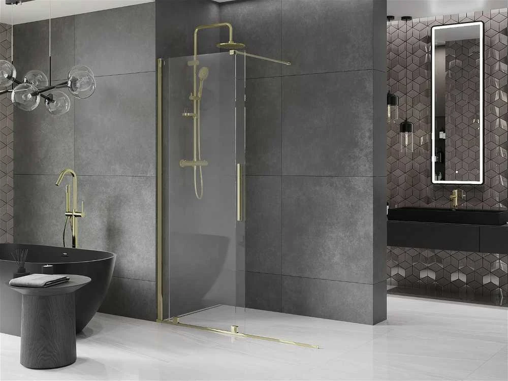 Walk-in dušo sienelė Mexen Velar, Gold, 100 x 200 cm