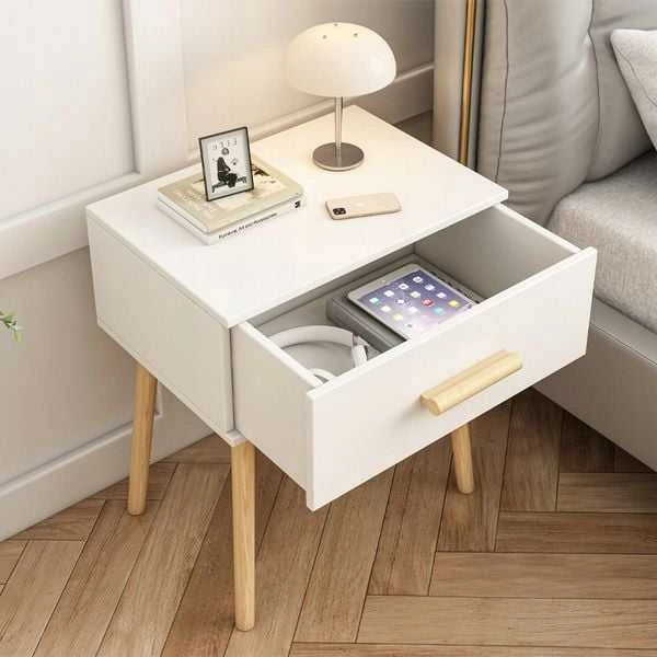 Muvu Balta praktiška naktinė spintelė su stalčiumi, modernus loft stilius