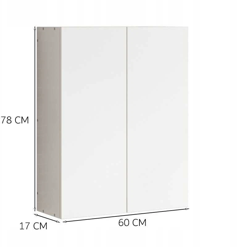 Muvu Balta sieninė vonios spintelė, 2 durelės, moderni, 3 lentynos, 60 cm