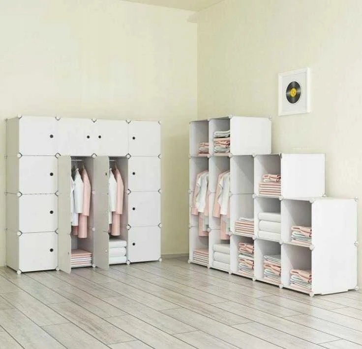 Muvu Modulinė spinta, balta, erdvus drabužių spinta, XL