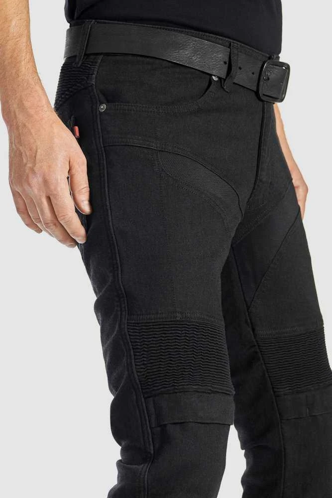 Vyriški džinsai PANDO MOTO KARLDO Slim-Fit Cordura Juodi