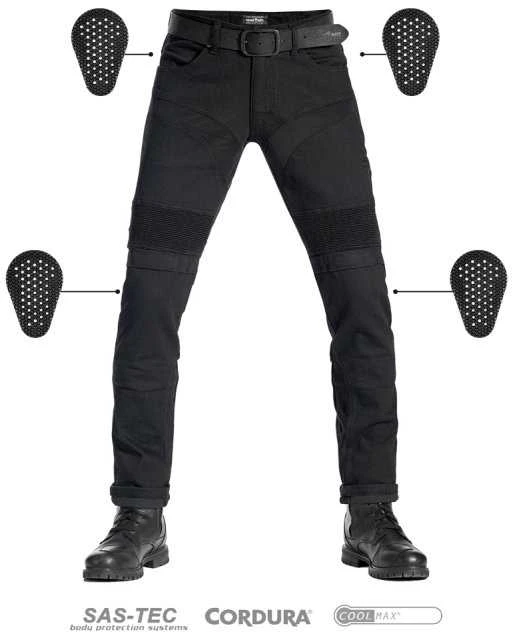 Vyriški džinsai PANDO MOTO KARLDO Slim-Fit Cordura Juodi