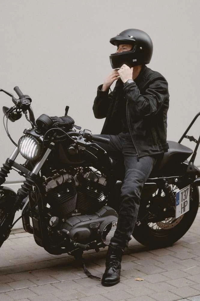 Vyriški džinsai PANDO MOTO ROBBY Slim-Fit Cordura® Juodi