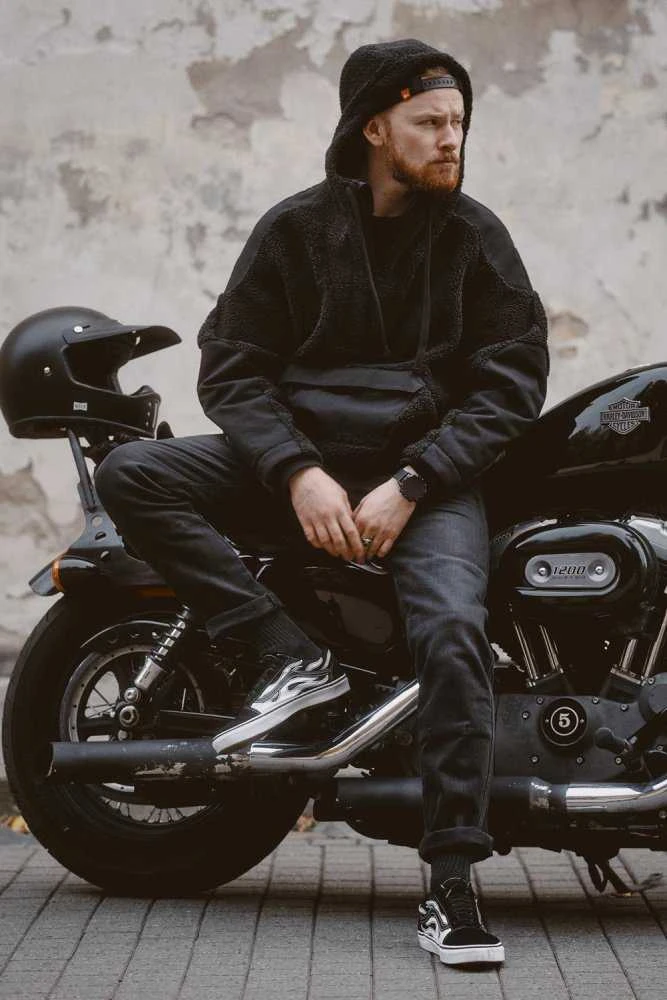 Vyriški džinsai PANDO MOTO ROBBY Slim-Fit Cordura® Juodi