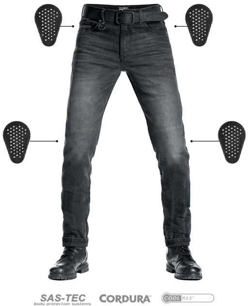 Vyriški džinsai PANDO MOTO ROBBY Slim-Fit Cordura® Juodi