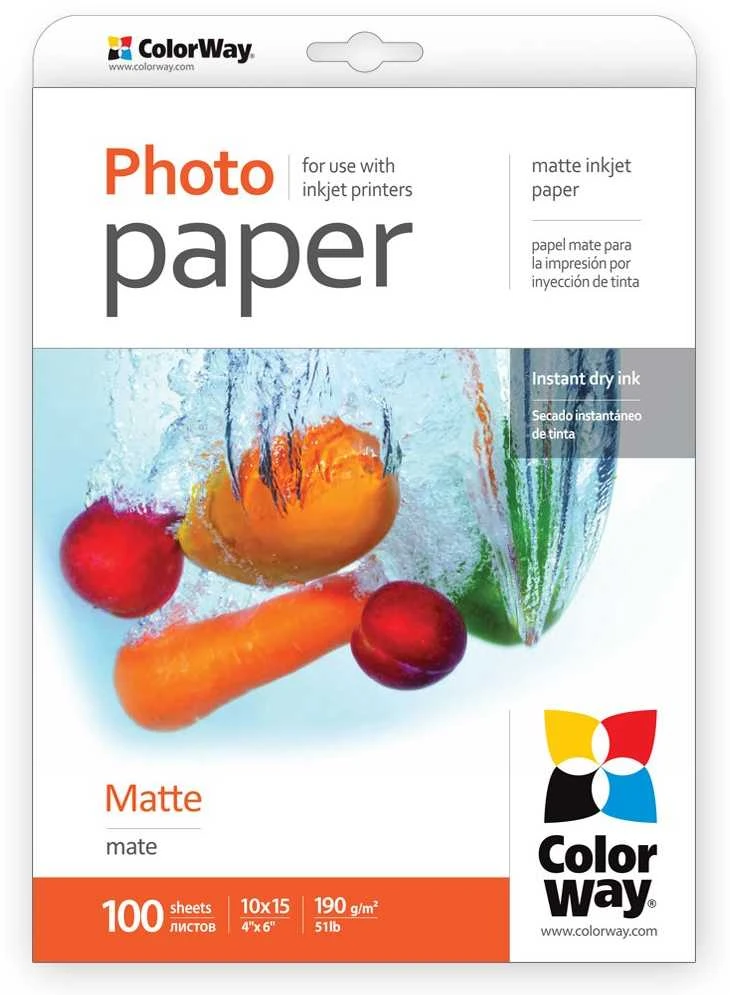 „ColorWay“ matinis fotopopierius | 190 g/m² | 10x15