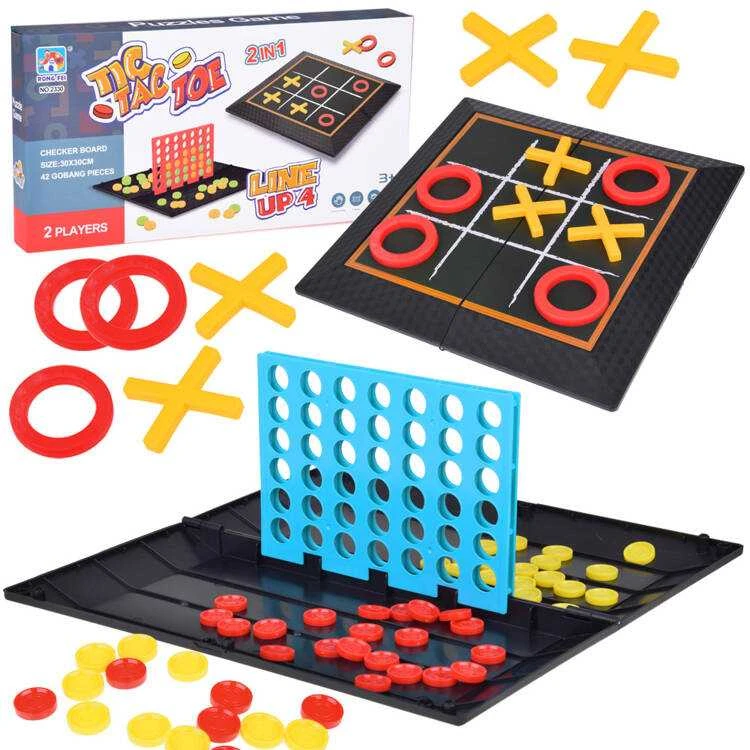 Jokomisiada Žaidimų rinkinys 2in1 tic-tac-toe line up 4 loginiai strateginiai GR0679