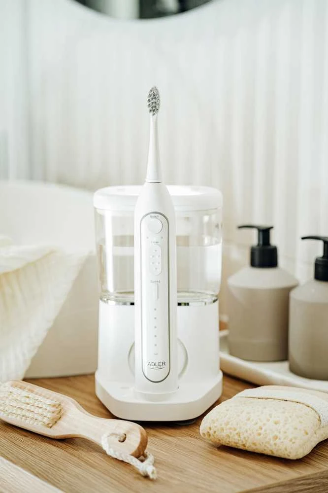 Dantų šepetėlis Adler | 2-in-1 Vanduo Flossing Sonic | AD 2180w | Įkraunamas | Suaugusiems | Šepetėlių skaičius galvutės įeina 2 | Number of teeth brushing modes 1 | Baltas