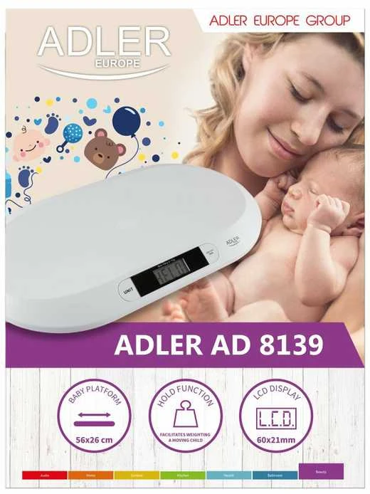 Virtuvinės svarstyklės Adler | Adler AD 8139 | Maksimalus svoris (talpa) 20 kg | Tikslumas 10 g | Baltas