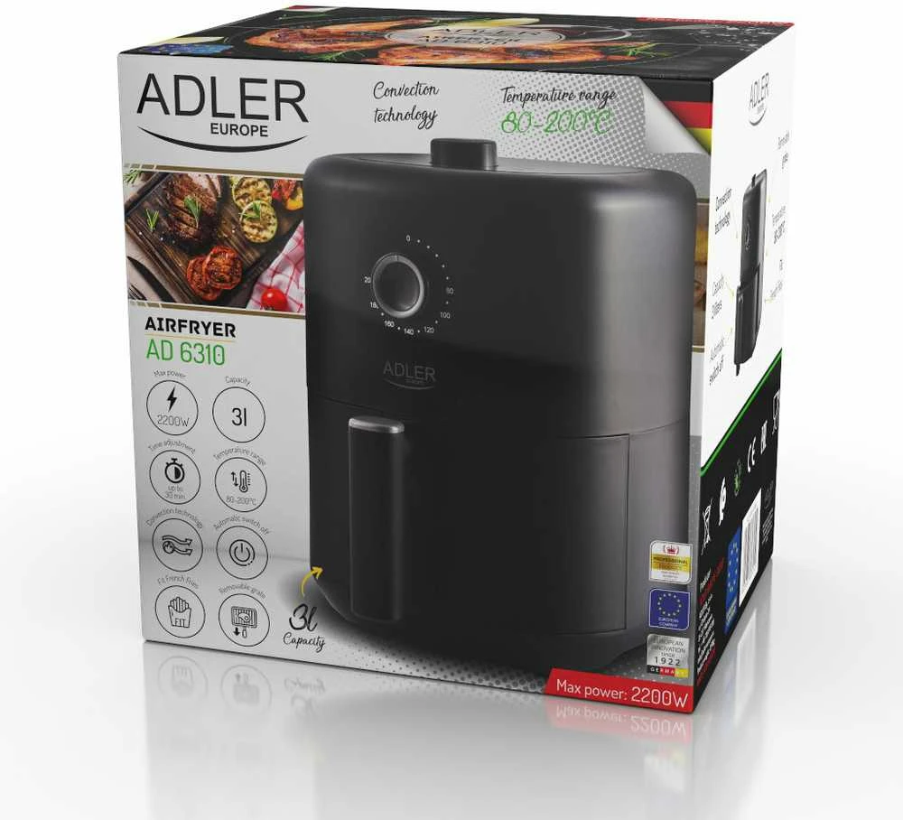 Gruzdintuvė Adler AD 6310 3,0 L, Juodos spalvos