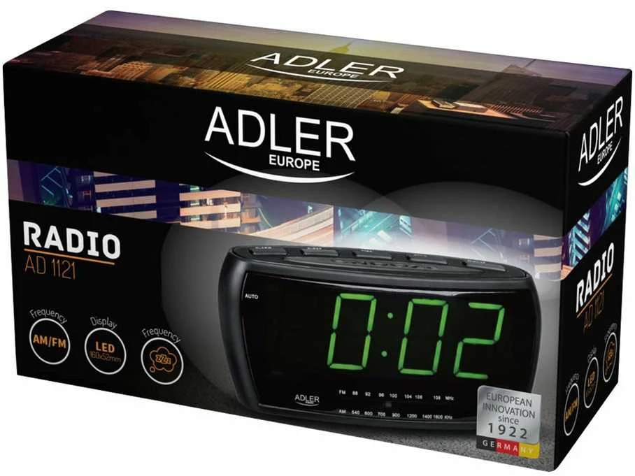 Adler AD1121 Radijo žadintuvas, juodos spalvos