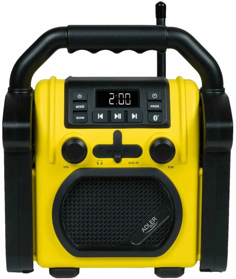 Adler | Construction radio with Bluetooth | AD 1911 | AUX in | Juodas/Geltona