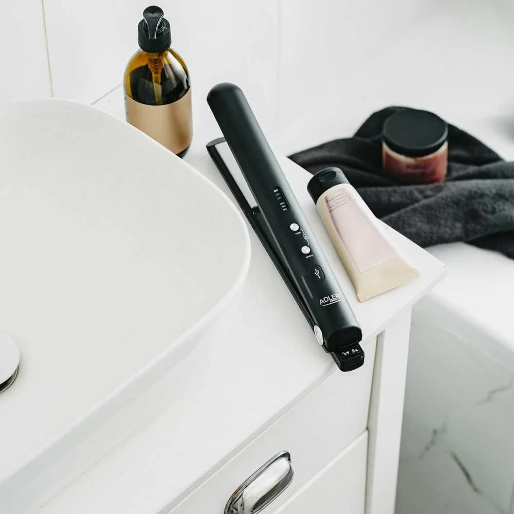 Adler Cordless Plaukų tiesintuvas | AD 2327 | Ceramic heating system | Ekranas LED | Temperature (min) 160 °C | Temperature (max) 220 °C | Juodas