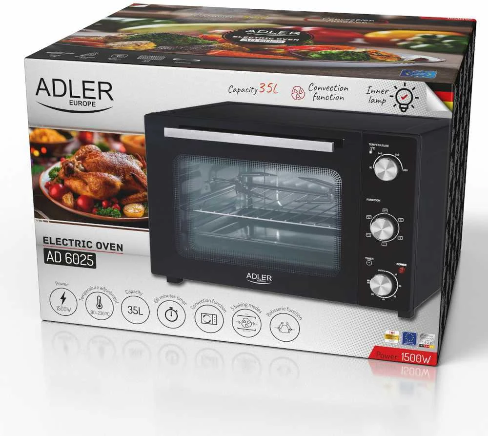 Elektrinė krosnelė Elektrinė orkaitė Adler AD-6025 (35L)