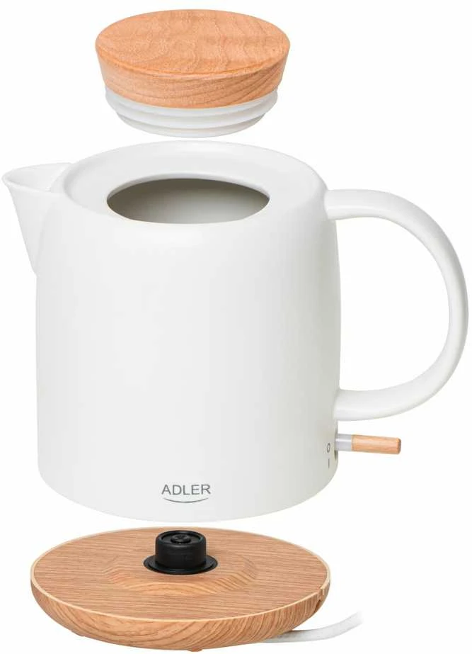 Adler Electric Virdulys | 1304 m. AD | Elektrinis | 1200 W | 1 L | Keramika | 360° sukamasis pagrindas | Baltas