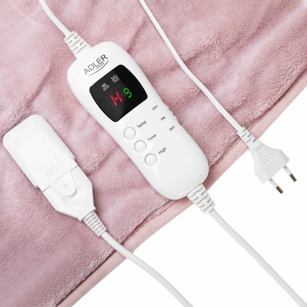 Adler | Elektrinis šildomas užklotas, 160 x 180 cm | AD 7443 | Šildymo lygių skaičius: 7 | Asmenų skaičius: 1 | Nuotolinio valdymo pultas | Labai minkšta dvipusė koralų vilna | 110–120 W