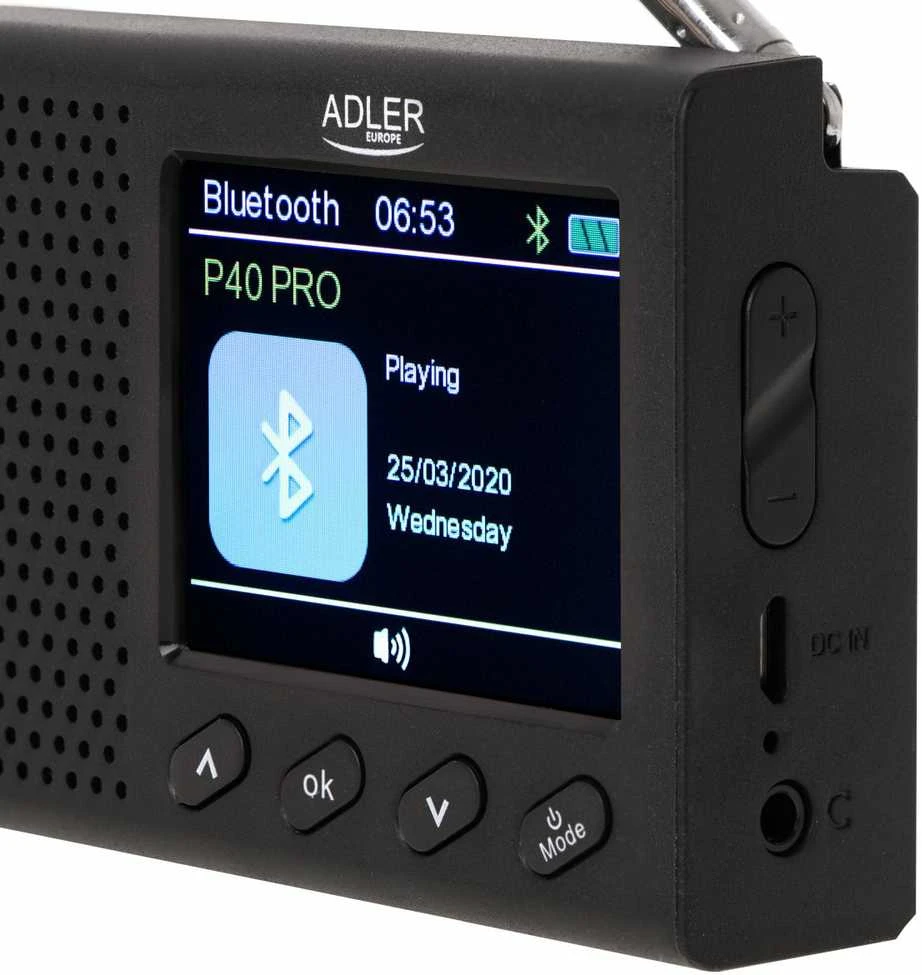Kelioninė radija ADLER AD-1198 su laikrodžiu ir Bluetooth