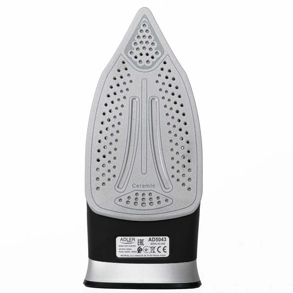 Adler Garų lygintuvas | AD 5043 | Garų lygintuvas | 2800 W | Vanduo tank capacity 300 ml | Continuous steam 30 g/min | Steam boost performance 42 g/min | Juodas/Sidabrinis