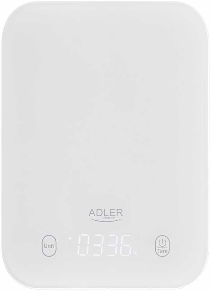 Virtuvinės svarstyklės Adler virtuvės svarstyklės | AD 3181w | Graduacija 1 g | Ekrano tipo LED | Baltas
