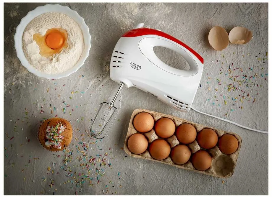 Plakiklis Adler | Mixer | AD 4212 | Hand Mixer | 300 W | Greičių skaičius 5 | Turbo mode | Baltas