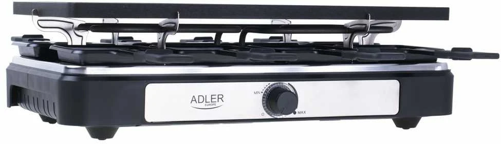 Adler | Raclette - electric grill | AD 6616 | Table | 1400 W | Juodas/Nerūdijantis plienas