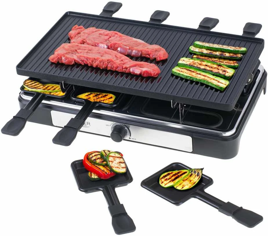 Adler | Raclette - electric grill | AD 6616 | Table | 1400 W | Juodas/Nerūdijantis plienas
