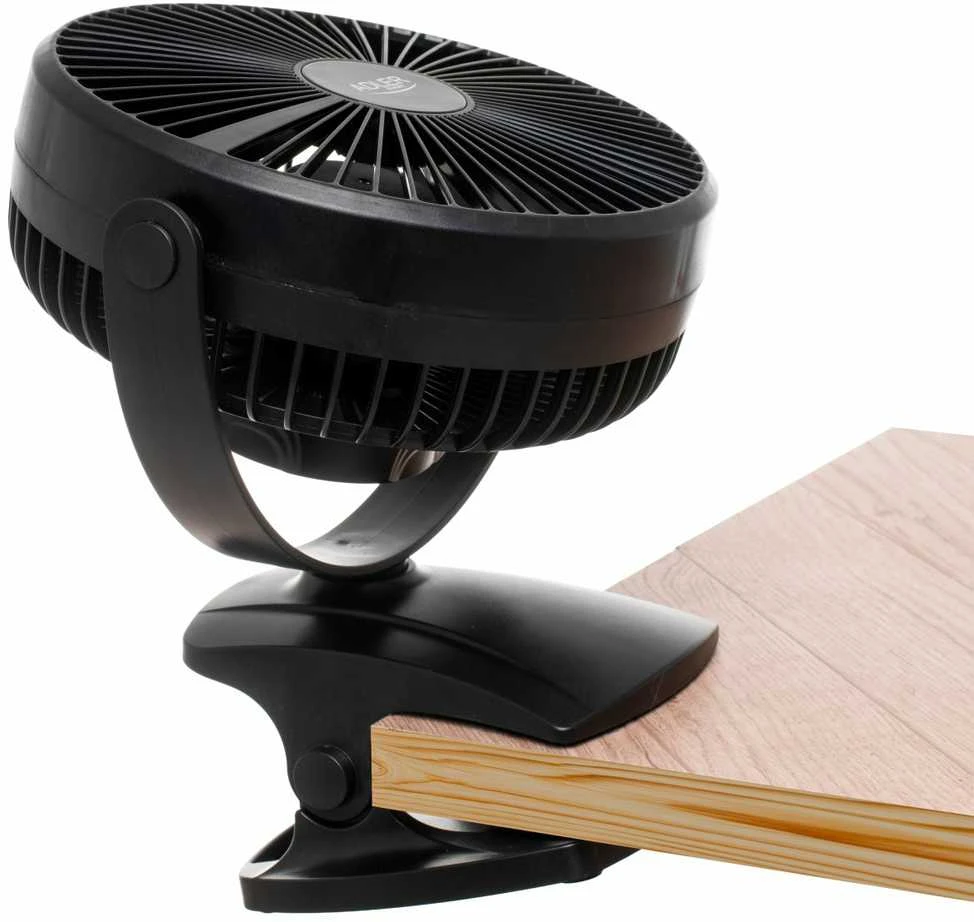 Ventiliatorius Adler Rechargeable Clip-on Desk Fan | AD 7342 | Table Fan | 5 W | Diameter 15.5 cm | Greičių skaičius 3 | Oscillation | Juodas
