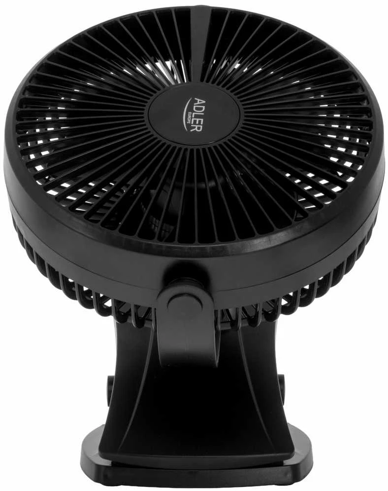 Ventiliatorius Adler Rechargeable Clip-on Desk Fan | AD 7342 | Table Fan | 5 W | Diameter 15.5 cm | Greičių skaičius 3 | Oscillation | Juodas