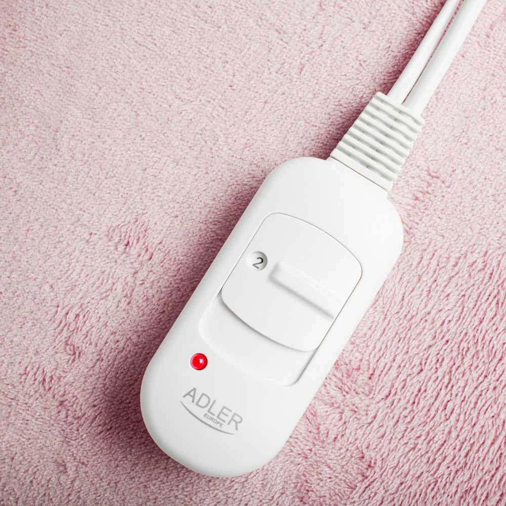 Adler Super Soft elektrinis šildymo kilimėlis | AD 7444 | Šildymo lygių skaičius: 2 | Asmenų skaičius: 1 | Plaunamas | Nuotolinio valdymo pultas | 80 W | Rožinė