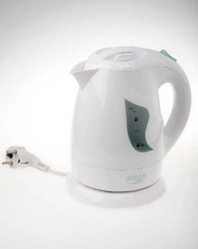 Adler AD 08 Standartinis virdulys, Plastikas, Baltas, 850 W, 1 L, 360° sukamasis pagrindas