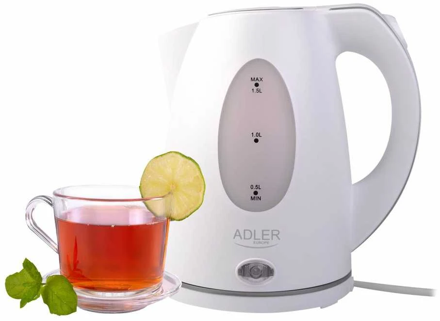 Adler | Virdulys | AD 1207 | Standartinis | 2000 W | 1,5 l | Plastikas | 360° sukamasis pagrindas | Baltas