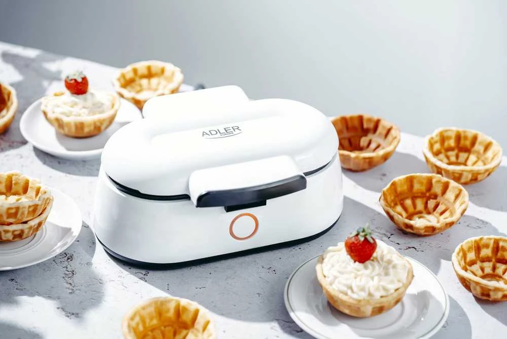 Vaflinė Adler | Vaflinio dubens gaminimo aparatas | AD 3062 | 1000 W | Kepinių skaičius 2 | Dubuo | Baltas