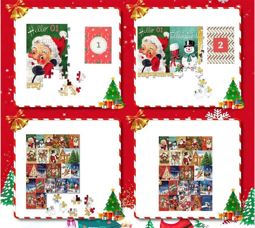 Jokomisiada Advent Calendar Dėlionė - 24 Christmas puzzles in a VINTAGE style ZA5885
