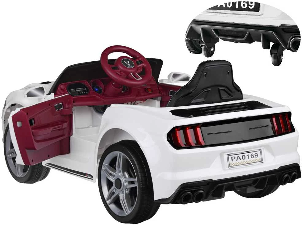 Akumuliatorinis sportinis kabrioletas vaikams Jokomisiada Mustang PA0169 | spalva: balta