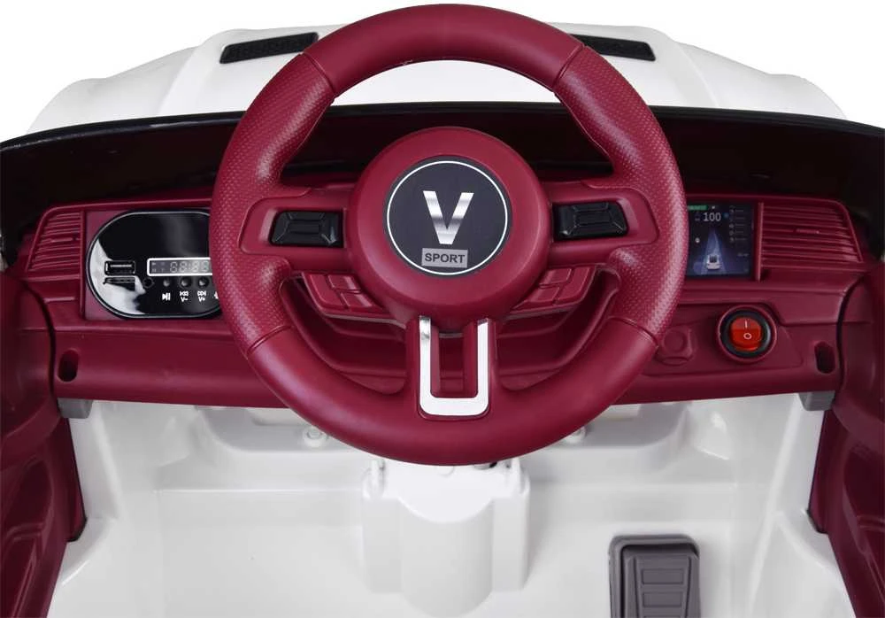 Akumuliatorinis sportinis kabrioletas vaikams Jokomisiada Mustang PA0169 | spalva: balta
