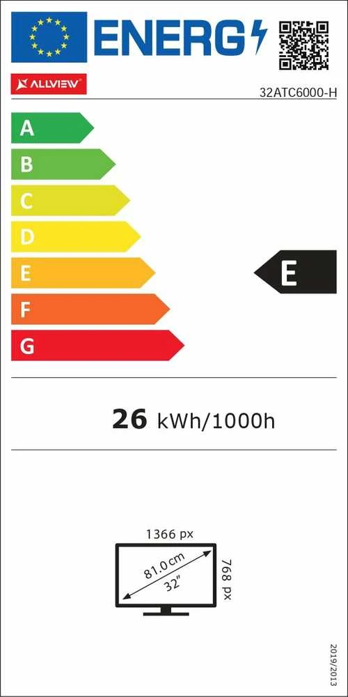 „Allview 32ATC6000-H“ 32 colių (81 cm) HD Ready LED televizorius | „Allview“ | 32ATC6000-H | 32 colių (81 cm) | N/A | HD | Juodas