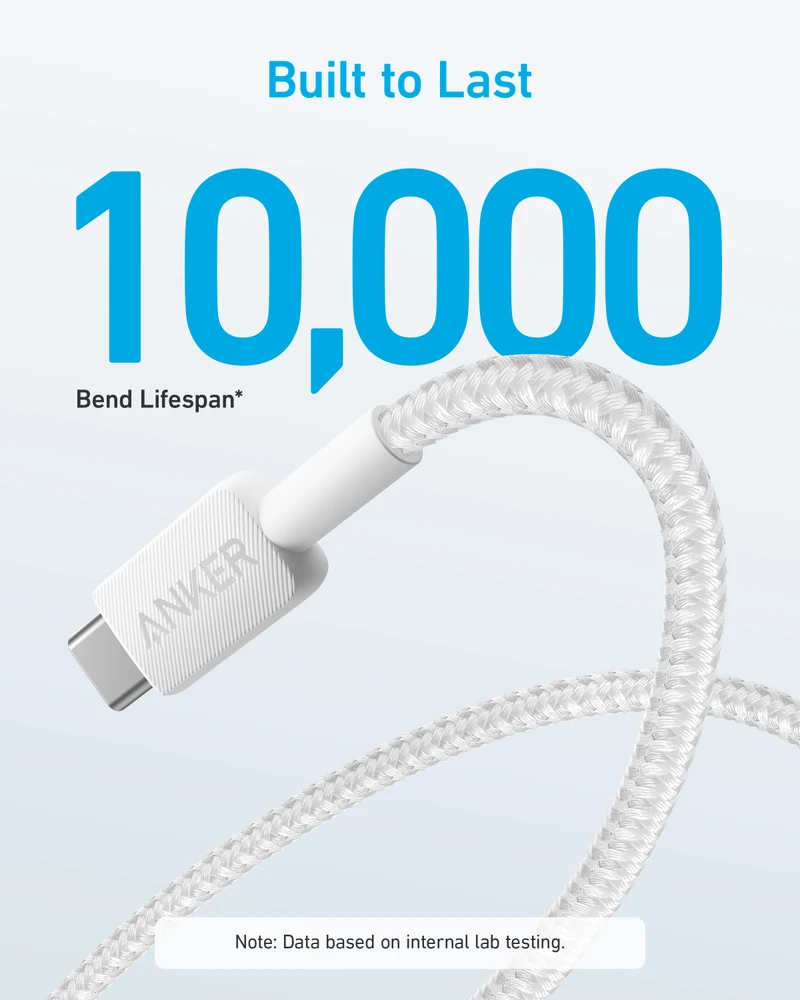 Anker | 322 nailono kabelis, Baltas | A81H5G21 | USB-A į USB-C