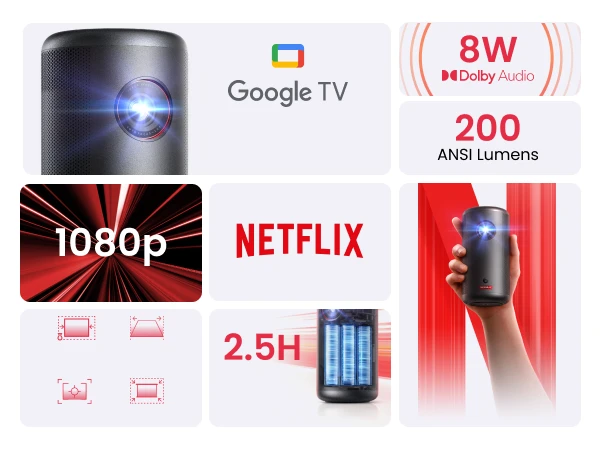 Nebula Capsule 3 1080p mini „Google TV“ projektorius, juodos spalvos
