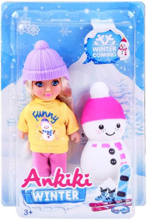 Ankiki lėlė, maža lėlė 13 cm + sniego senelis