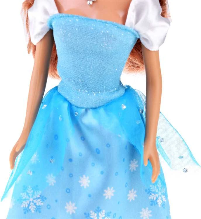 Anlily Doll ilgais plaukais mėlyna pasakų suknele