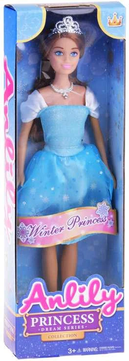 Anlily Doll ilgais plaukais mėlyna pasakų suknele
