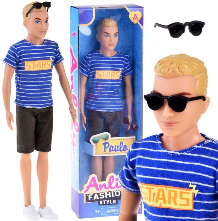 Jokomisiada „Anlily Boy“ lėlė, dryžuoti marškinėliai, šortai, akiniai
