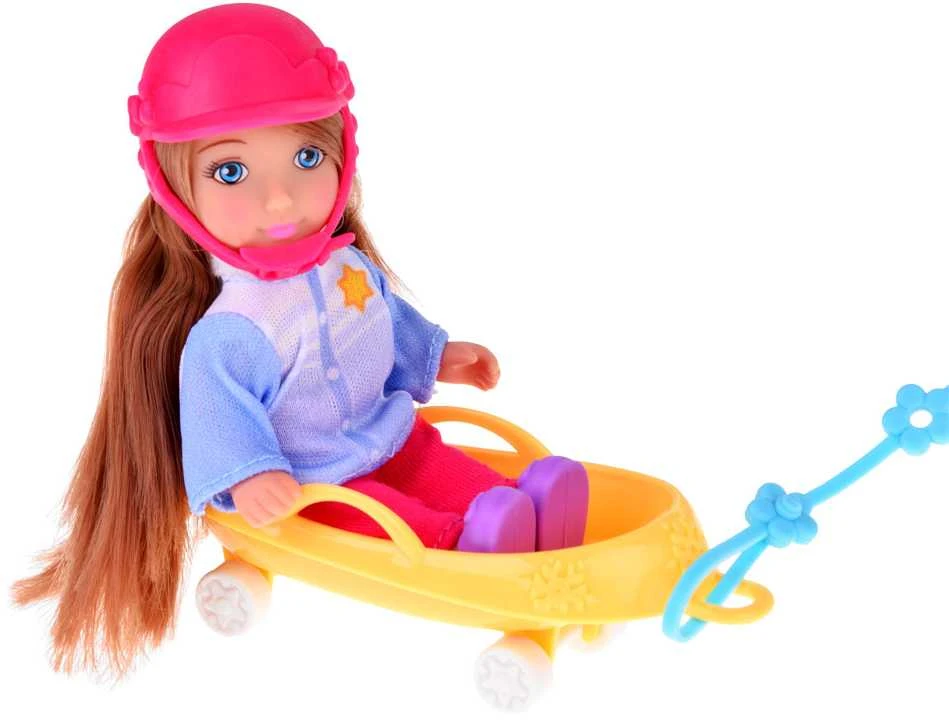 Anlily yra 30 cm lėlė ir 12 cm lėlė ant rogių žiemos sporto
