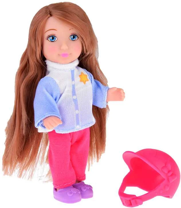 Anlily yra 30 cm lėlė ir 12 cm lėlė ant rogių žiemos sporto