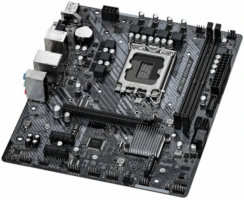 Pagrindinė plokštė ASROCK Intel H610/LGA1700/MicroATX/Memory DDR4/Atminties lizdai 2/1xPCI-Express 3.0 1x/1xPCI-Express 4.0 16x/1xM.2/1x15pin D-sub/1xHDMI/1xAudio-In/1xAudio-Out/1xMikrofonas/4xUSB 2.0/2xUSB 3.2