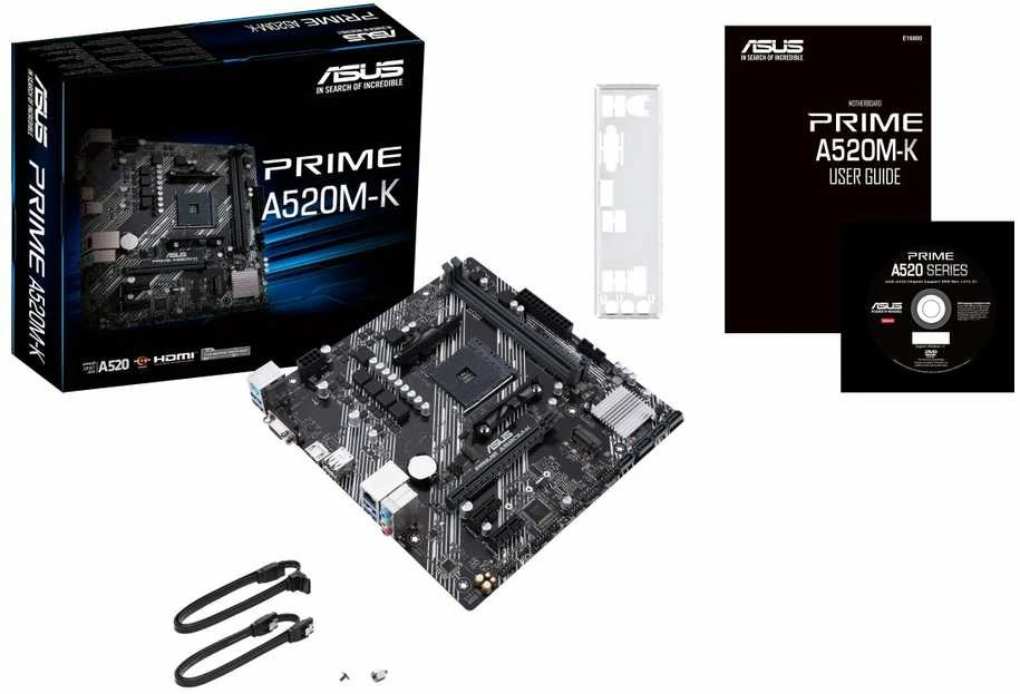 Pagrindinė plokštė ASUS AMD A520 / SAM4 / MicroATX / 2xPCI-Express 3.0 1x / 1xPCI-Express 3.0 16x / 1xM.2 / Memory DDR4 / Atminties lizdai 2 / 1x15pin D-sub / 1xHDMI / 2xUSB 2.0 / 4xUSB 3.2 type B / 1xPS/2 / 3xStereo jack 3.5mm / 1xRJ45