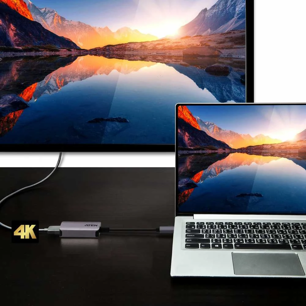Aten | USB-C į HDMI 4K adapteris | HDMI lizdas | USB-C kištukas | USB-C į HDMI