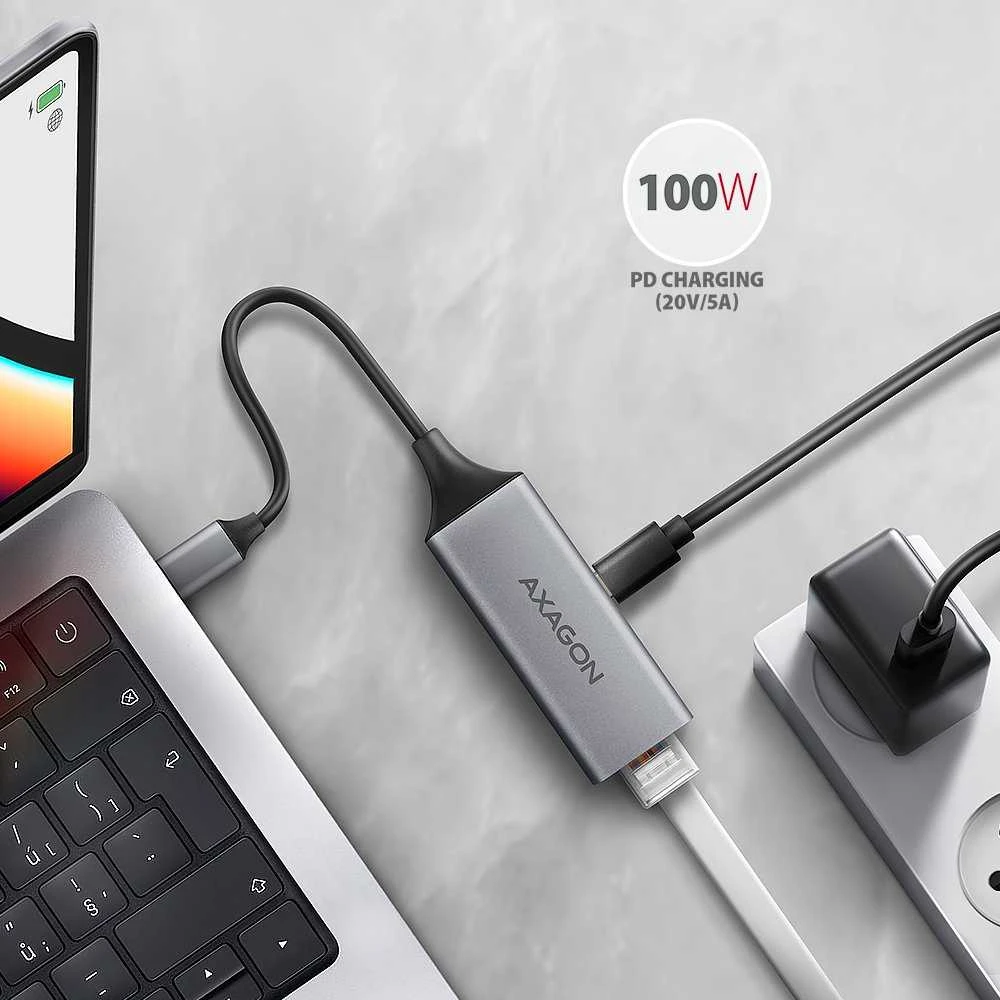 AXAGON | ADE-TXPD USB-C Gigabit Ethernet adapteris su PD 100W